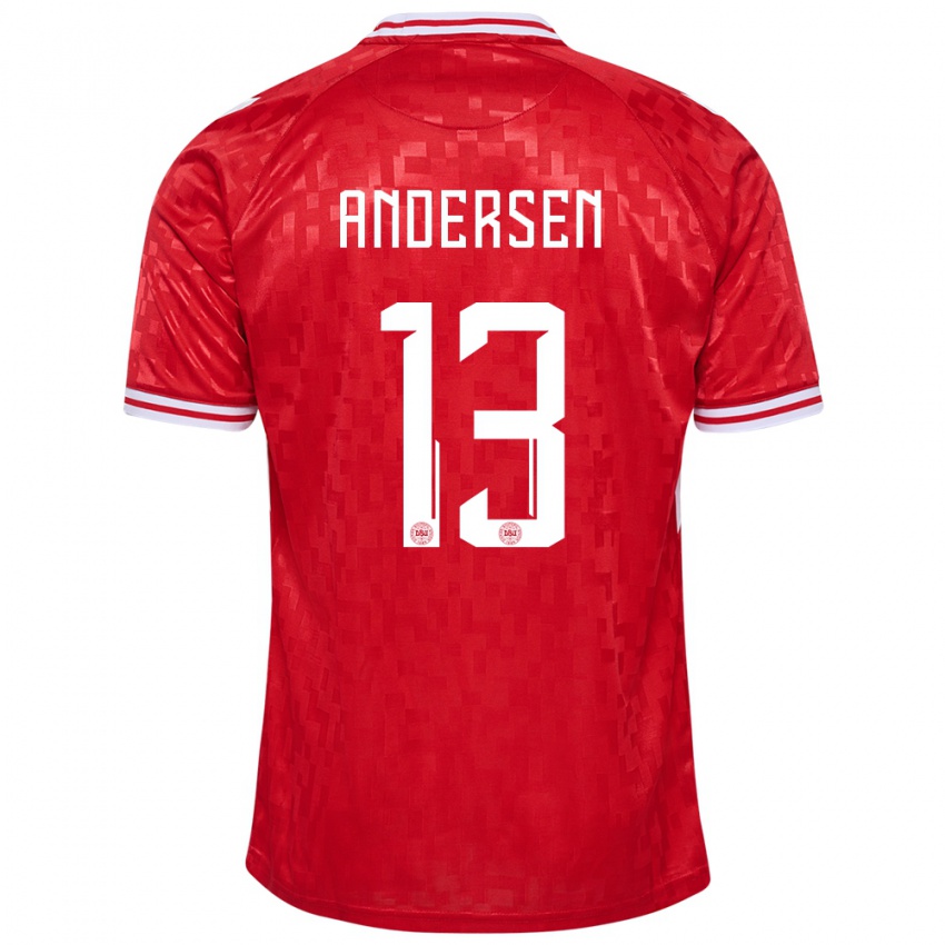 Herren Dänemark Frej Andersen #13 Rot Heimtrikot Trikot 24-26 T-Shirt Schweiz