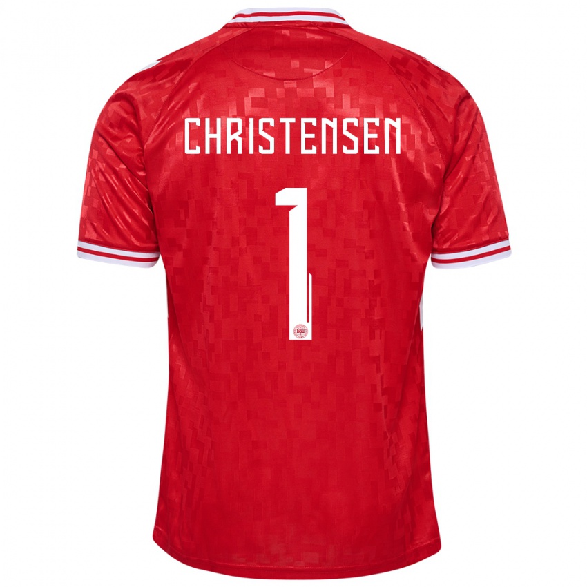 Homme Maillot Danemark Lene Christensen #1 Rouge Tenues Domicile 24-26 T-Shirt Suisse