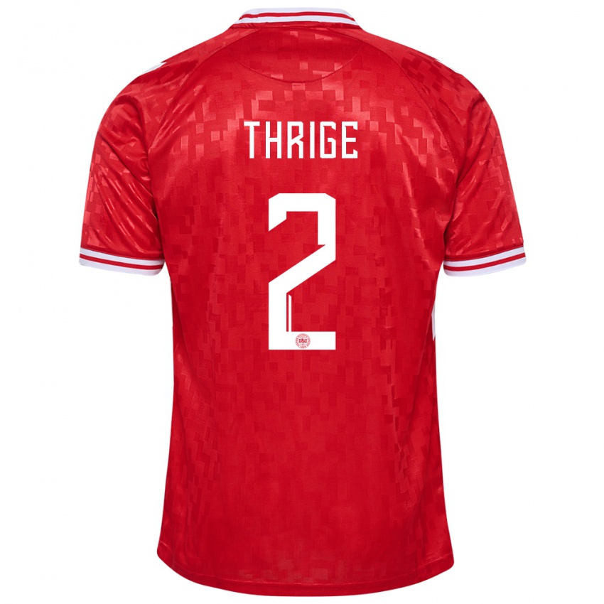 Homme Maillot Danemark Sara Thrige #2 Rouge Tenues Domicile 24-26 T-Shirt Suisse