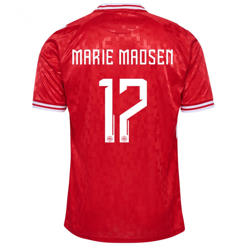 Homme Maillot Danemark Rikke Marie Madsen #17 Rouge Tenues Domicile 24-26 T-Shirt Suisse