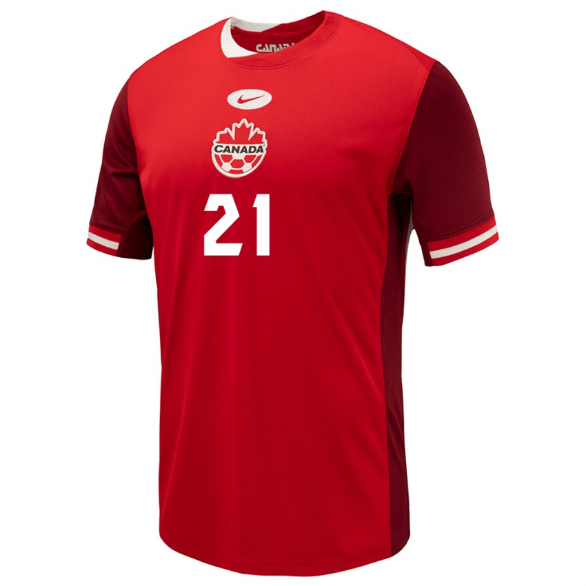 Homme Maillot Canada Jade Rose #21 Rouge Tenues Domicile 24-26 T-Shirt Suisse