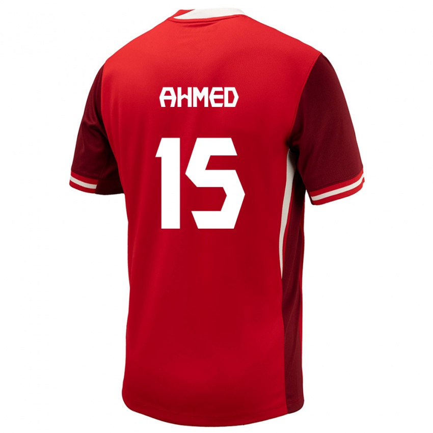 Homme Maillot Canada Ali Ahmed #15 Rouge Tenues Domicile 24-26 T-Shirt Suisse