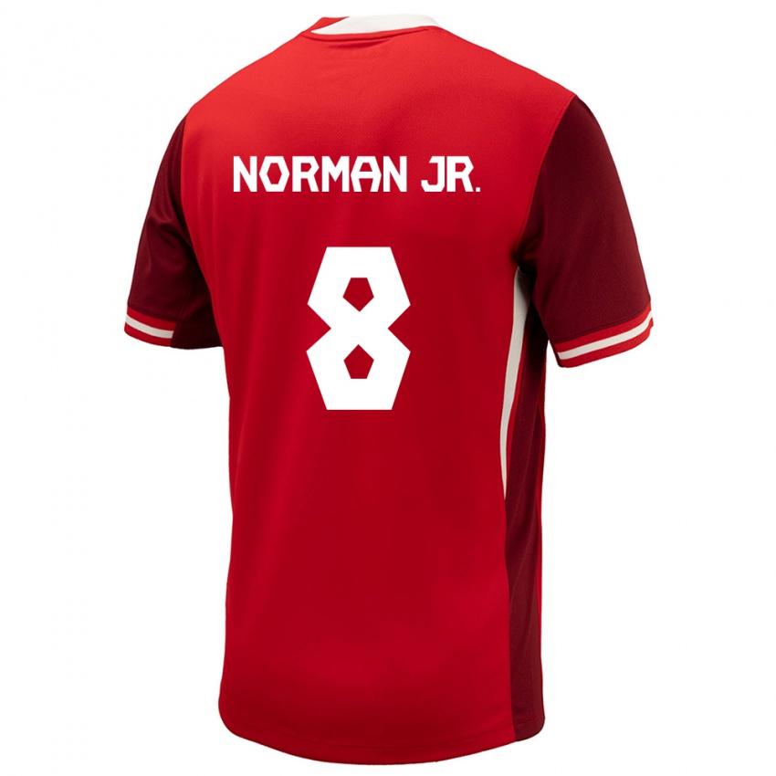 Homme Maillot Canada David Norman Jr. #8 Rouge Tenues Domicile 24-26 T-Shirt Suisse