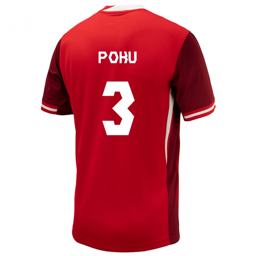 Homme Maillot Canada Kwasi Poku #3 Rouge Tenues Domicile 24-26 T-Shirt Suisse