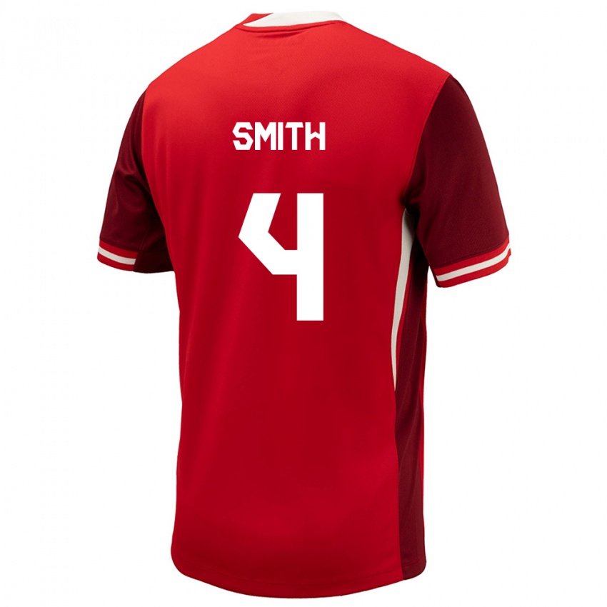Homme Maillot Canada Justin Smith #4 Rouge Tenues Domicile 24-26 T-Shirt Suisse