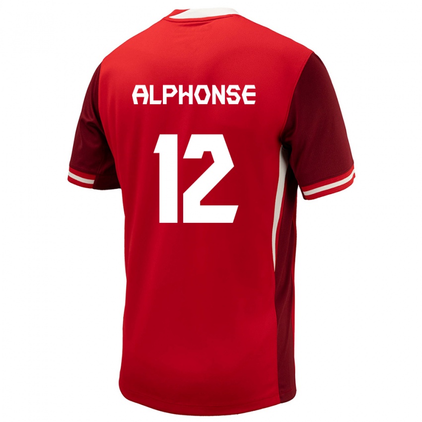 Homme Maillot Canada Jefferson Alphonse #12 Rouge Tenues Domicile 24-26 T-Shirt Suisse