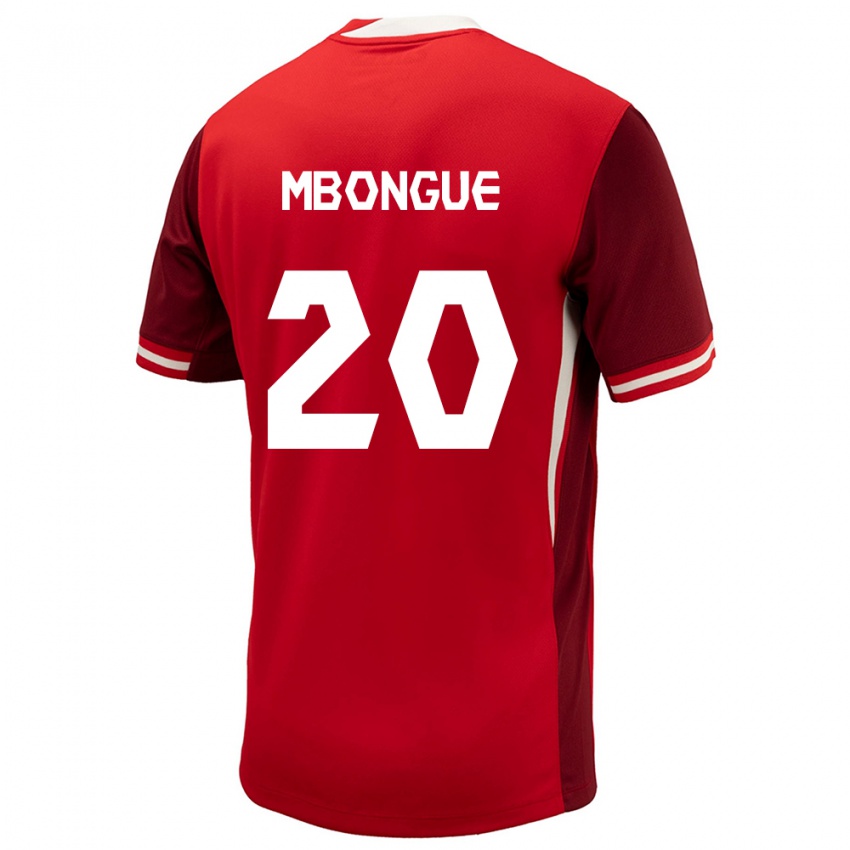 Homme Maillot Canada Hugo Mbongue #20 Rouge Tenues Domicile 24-26 T-Shirt Suisse