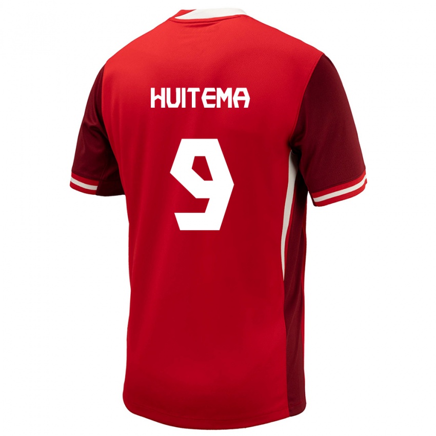 Homme Maillot Canada Jordyn Huitema #9 Rouge Tenues Domicile 24-26 T-Shirt Suisse