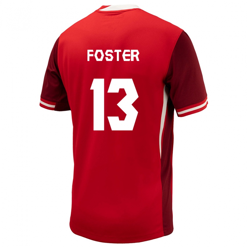 Homme Maillot Canada Rylee Foster #13 Rouge Tenues Domicile 24-26 T-Shirt Suisse