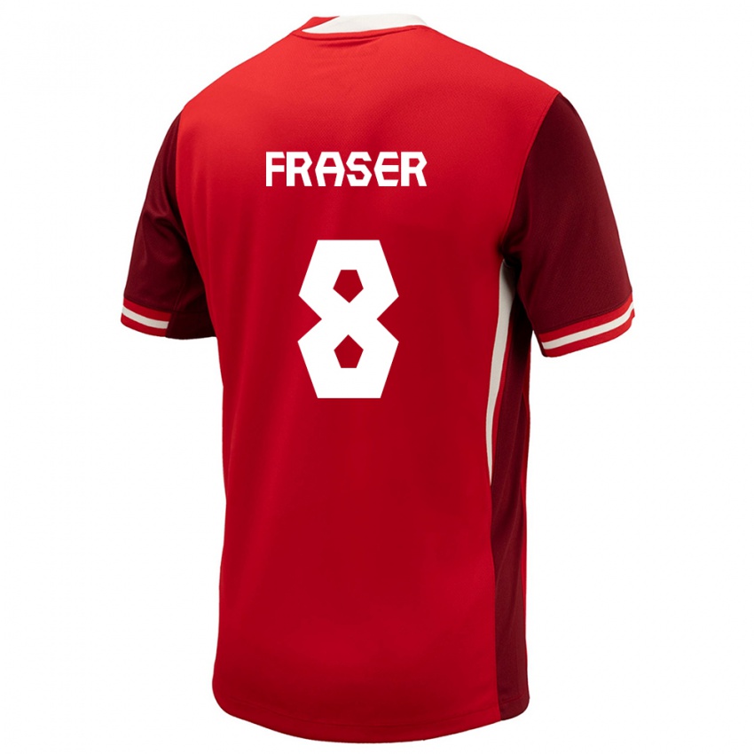 Homme Maillot Canada Liam Fraser #8 Rouge Tenues Domicile 24-26 T-Shirt Suisse