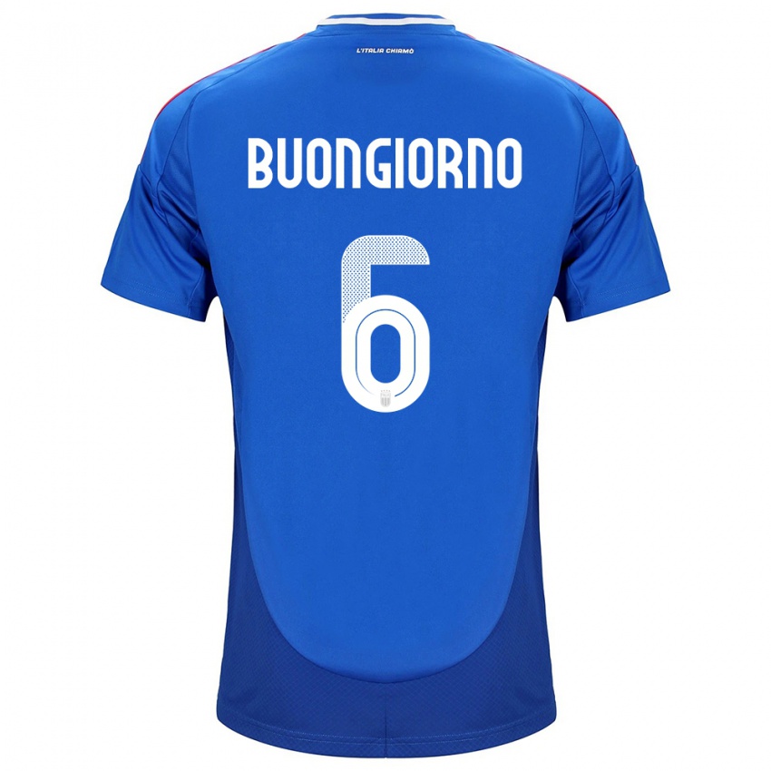 Herren Italien Alessandro Buongiorno #6 Blau Heimtrikot Trikot 24-26 T-Shirt Schweiz