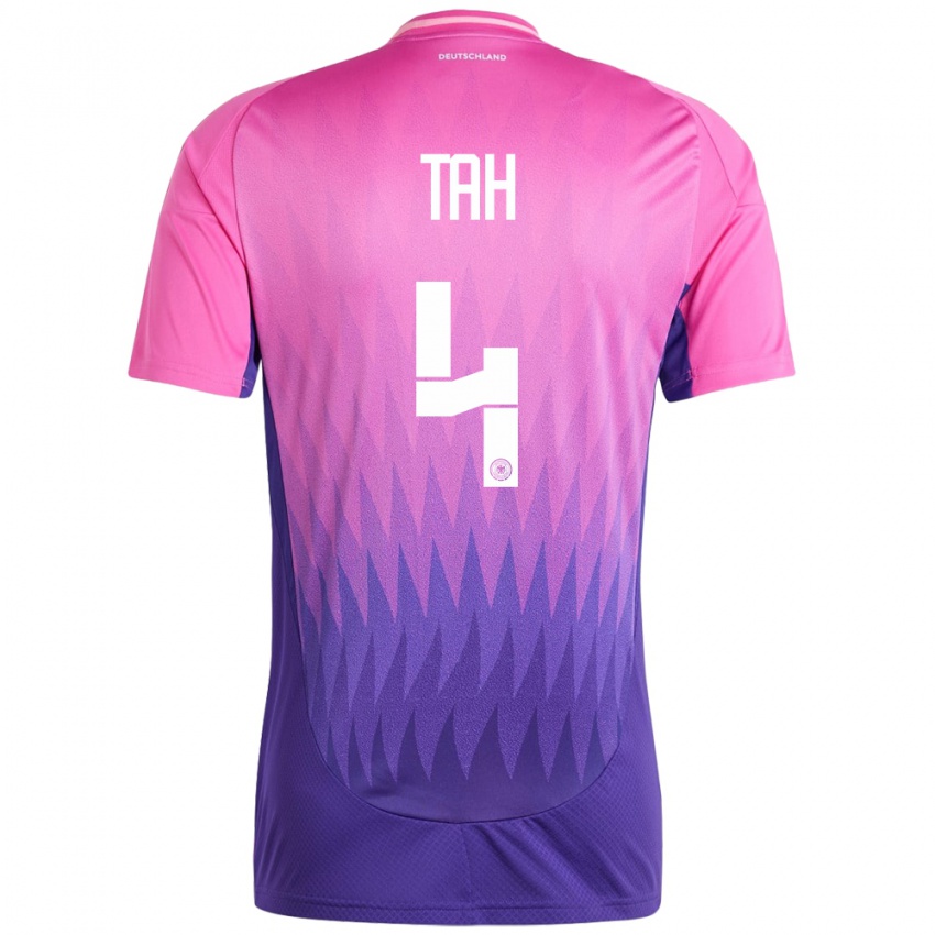 Herren Deutschland Jonathan Tah #4 Pink Lila Auswärtstrikot Trikot 24-26 T-Shirt Schweiz