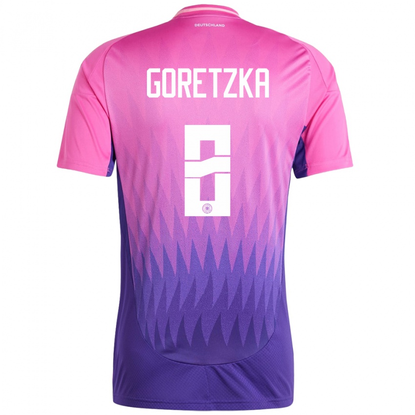 Herren Deutschland Leon Goretzka #8 Pink Lila Auswärtstrikot Trikot 24-26 T-Shirt Schweiz