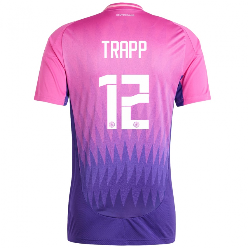 Herren Deutschland Kevin Trapp #12 Pink Lila Auswärtstrikot Trikot 24-26 T-Shirt Schweiz
