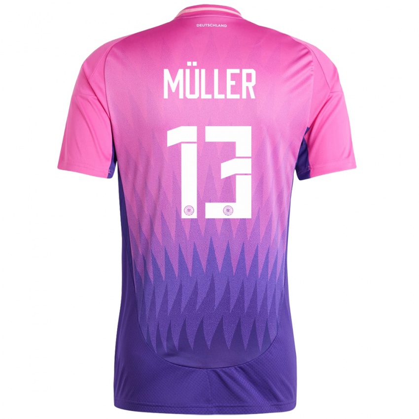 Homme Maillot Allemagne Thomas Muller #13 Rose-Mauve Tenues Extérieur 24-26 T-Shirt Suisse