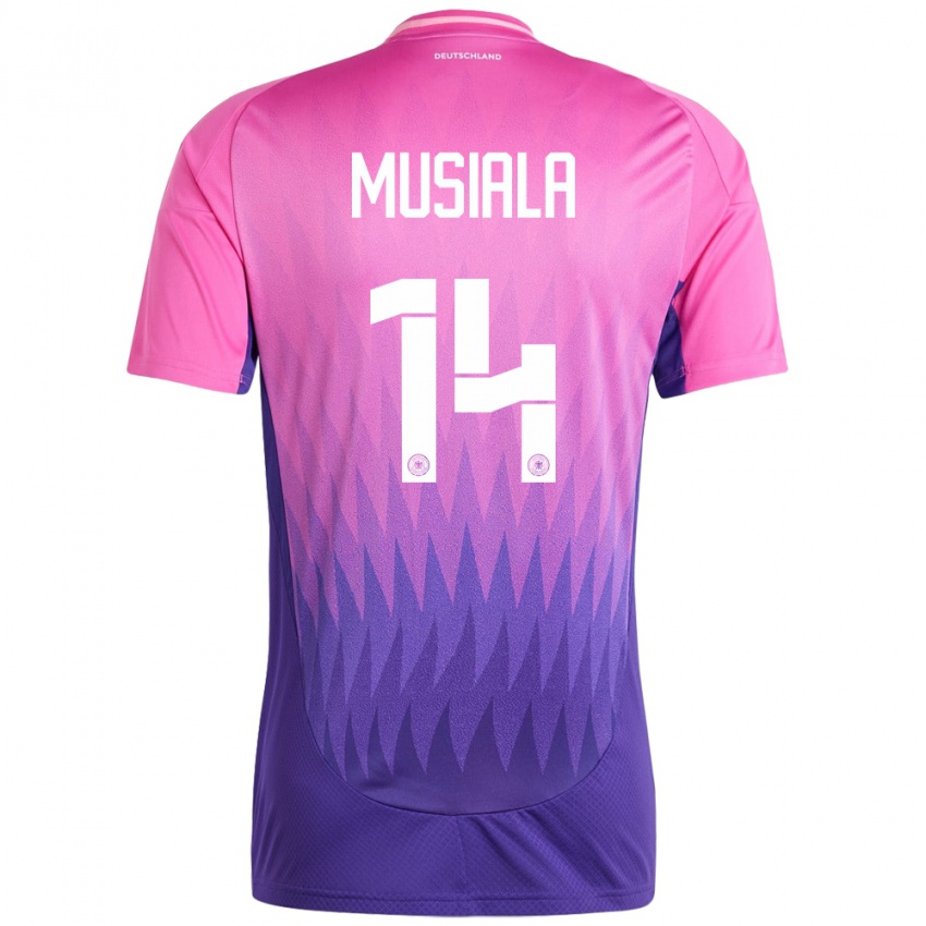 Herren Deutschland Jamal Musiala #14 Pink Lila Auswärtstrikot Trikot 24-26 T-Shirt Schweiz