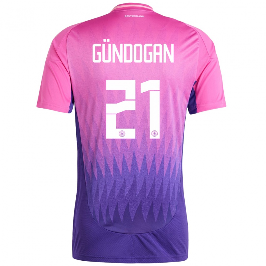 Herren Deutschland Ilkay Gundogan #21 Pink Lila Auswärtstrikot Trikot 24-26 T-Shirt Schweiz