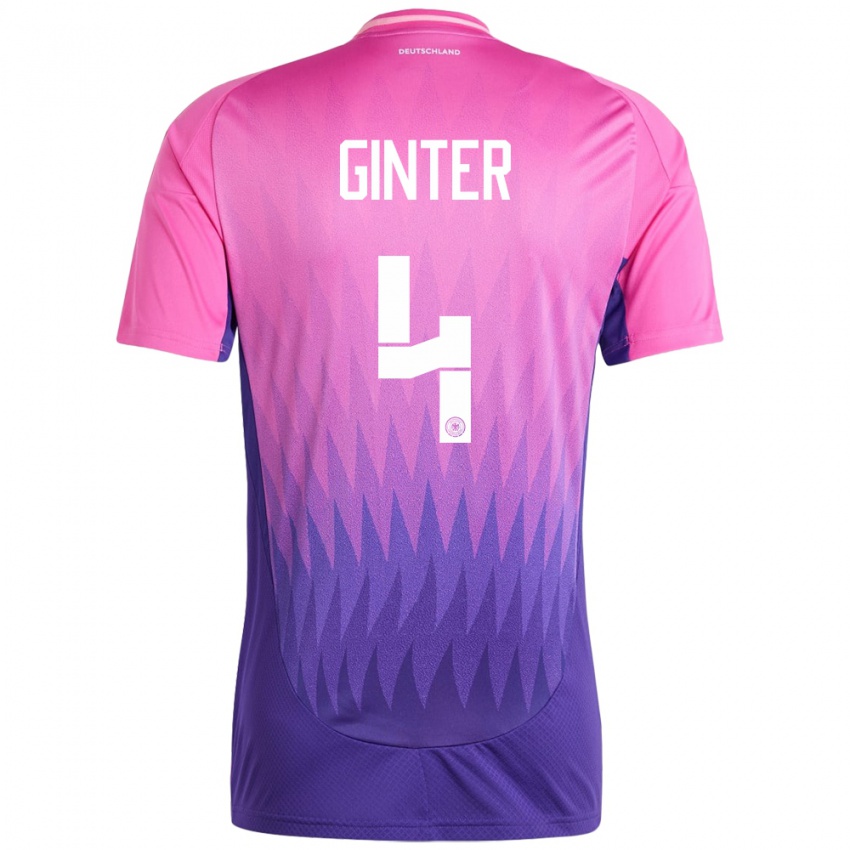 Herren Deutschland Matthias Ginter #4 Pink Lila Auswärtstrikot Trikot 24-26 T-Shirt Schweiz