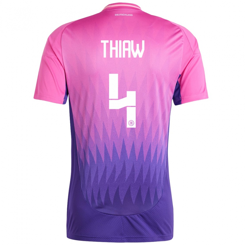 Herren Deutschland Malick Thiaw #4 Pink Lila Auswärtstrikot Trikot 24-26 T-Shirt Schweiz