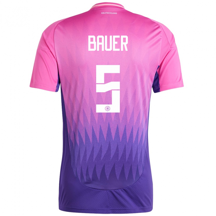 Herren Deutschland Maximilian Bauer #5 Pink Lila Auswärtstrikot Trikot 24-26 T-Shirt Schweiz
