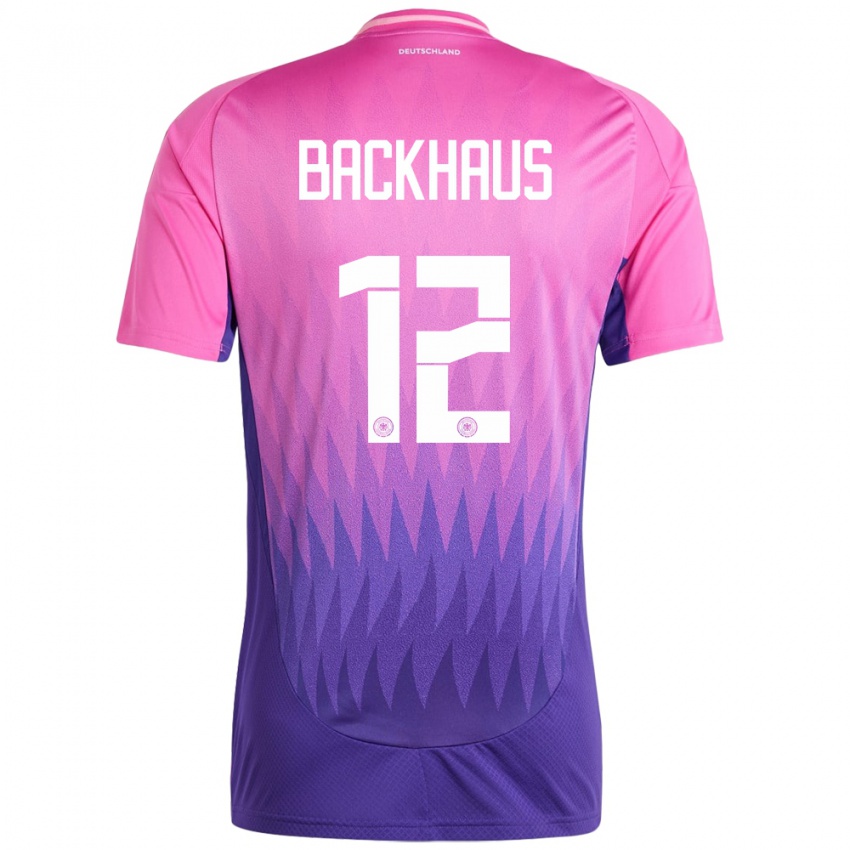 Herren Deutschland Mio Backhaus #12 Pink Lila Auswärtstrikot Trikot 24-26 T-Shirt Schweiz
