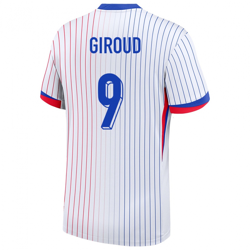 Herren Frankreich Olivier Giroud #9 Weiß Auswärtstrikot Trikot 24-26 T-Shirt Schweiz