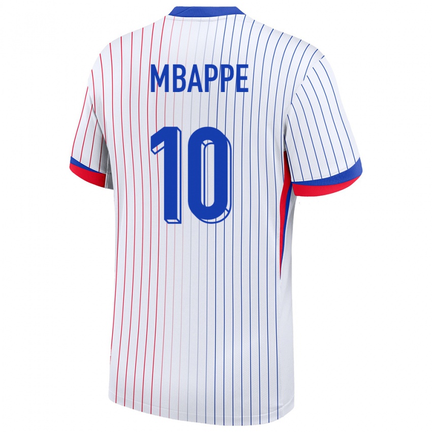 Herren Frankreich Kylian Mbappe #10 Weiß Auswärtstrikot Trikot 24-26 T-Shirt Schweiz