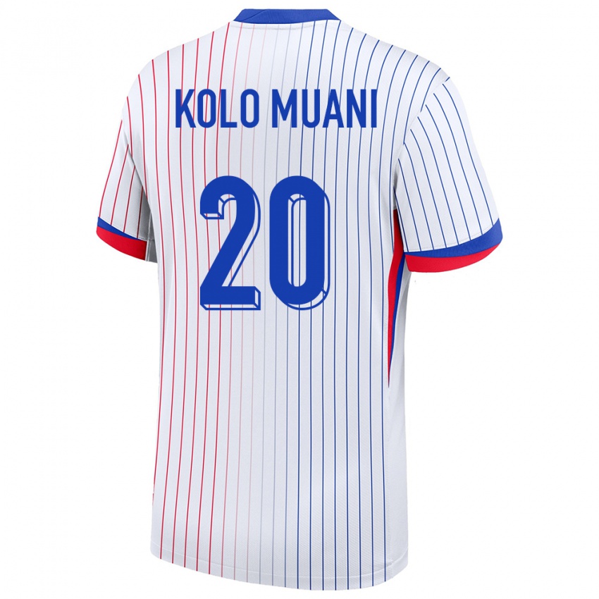 Herren Frankreich Randal Kolo Muani #20 Weiß Auswärtstrikot Trikot 24-26 T-Shirt Schweiz