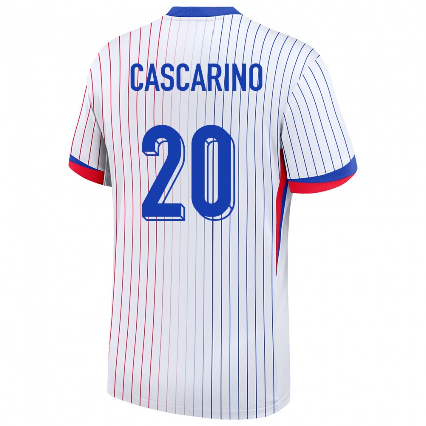 Herren Frankreich Delphine Cascarino #20 Weiß Auswärtstrikot Trikot 24-26 T-Shirt Schweiz