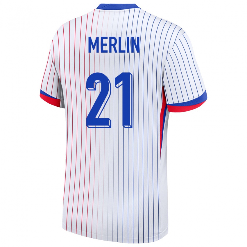 Herren Frankreich Quentin Merlin #21 Weiß Auswärtstrikot Trikot 24-26 T-Shirt Schweiz