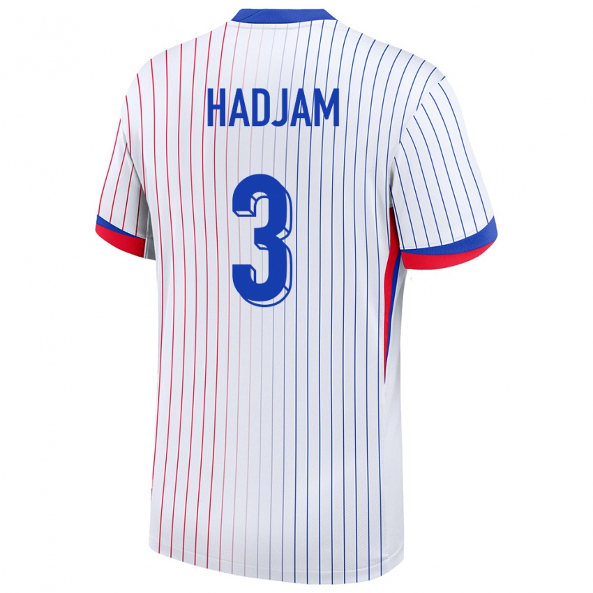 Herren Frankreich Jaouen Hadjam #3 Weiß Auswärtstrikot Trikot 24-26 T-Shirt Schweiz