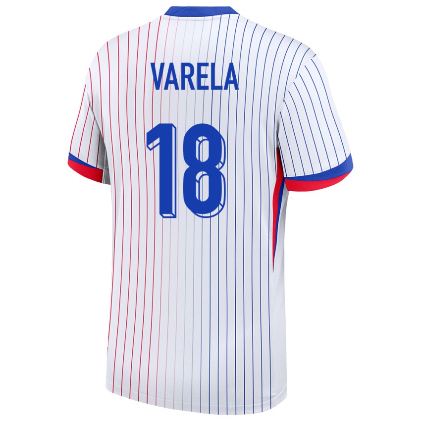 Herren Frankreich Jordan Varela #18 Weiß Auswärtstrikot Trikot 24-26 T-Shirt Schweiz