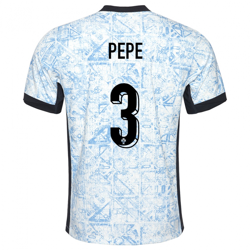 Herren Portugal Pepe #3 Cremeblau Auswärtstrikot Trikot 24-26 T-Shirt Schweiz