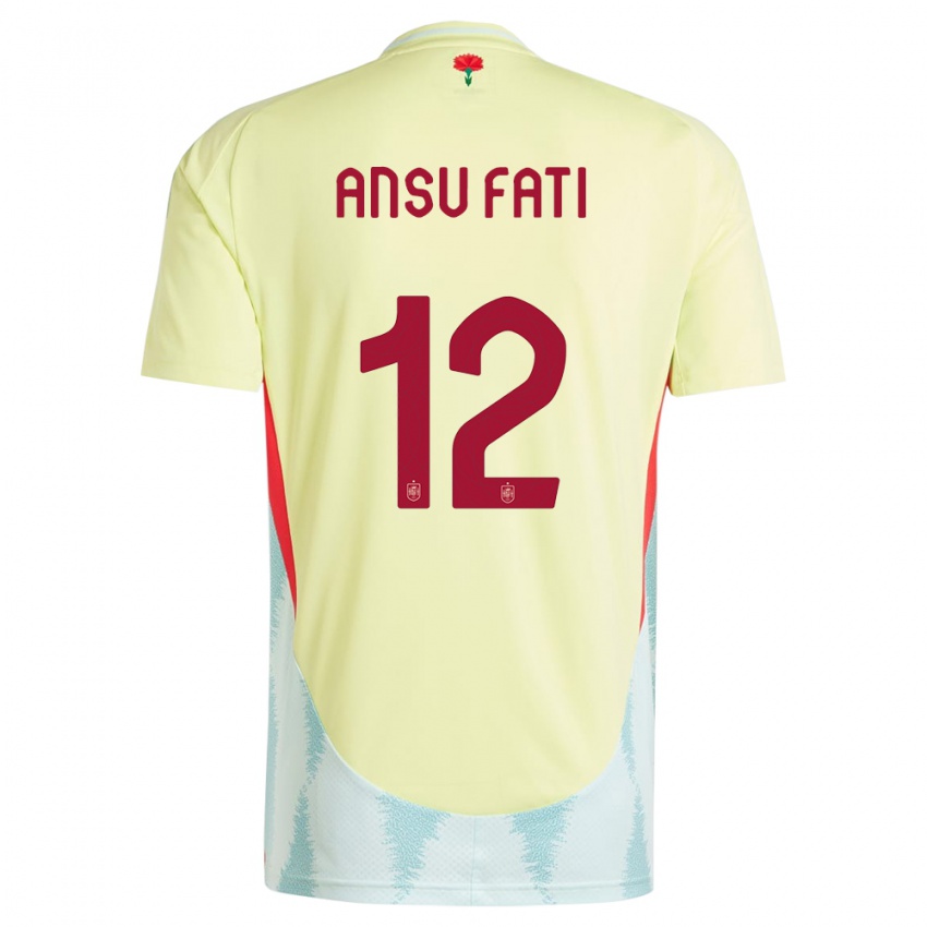 Herren Spanien Ansu Fati #12 Gelb Auswärtstrikot Trikot 24-26 T-Shirt Schweiz