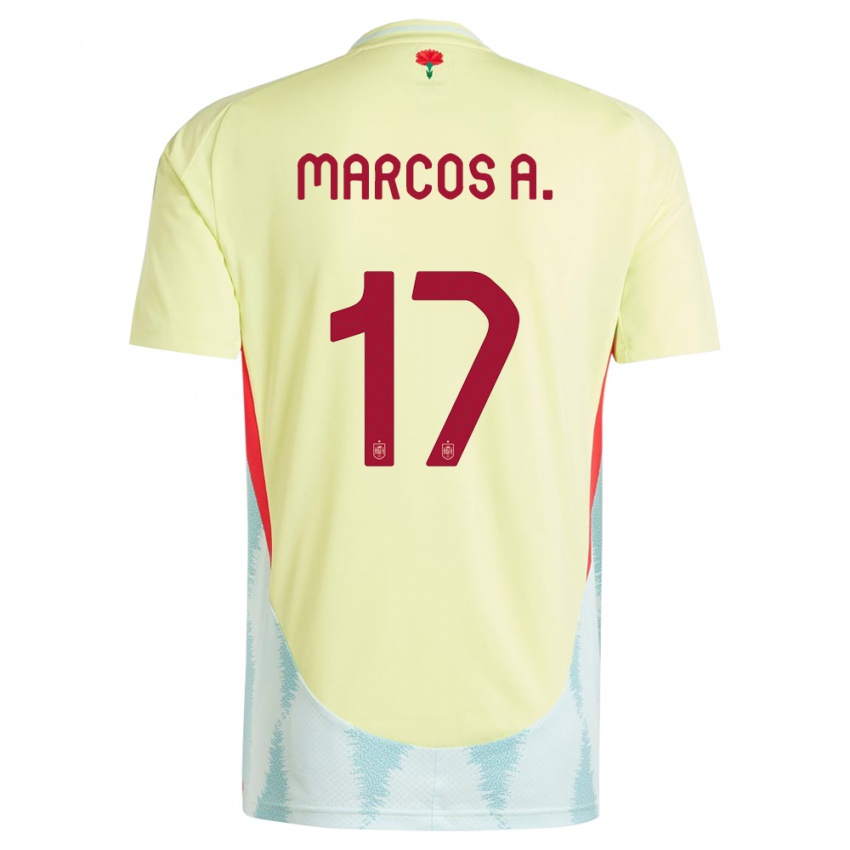 Homme Maillot Espagne Marcos Alonso #17 Jaune Tenues Extérieur 24-26 T-Shirt Suisse