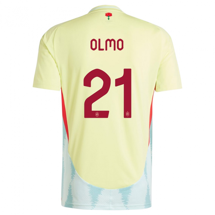 Homme Maillot Espagne Dani Olmo #21 Jaune Tenues Extérieur 24-26 T-Shirt Suisse