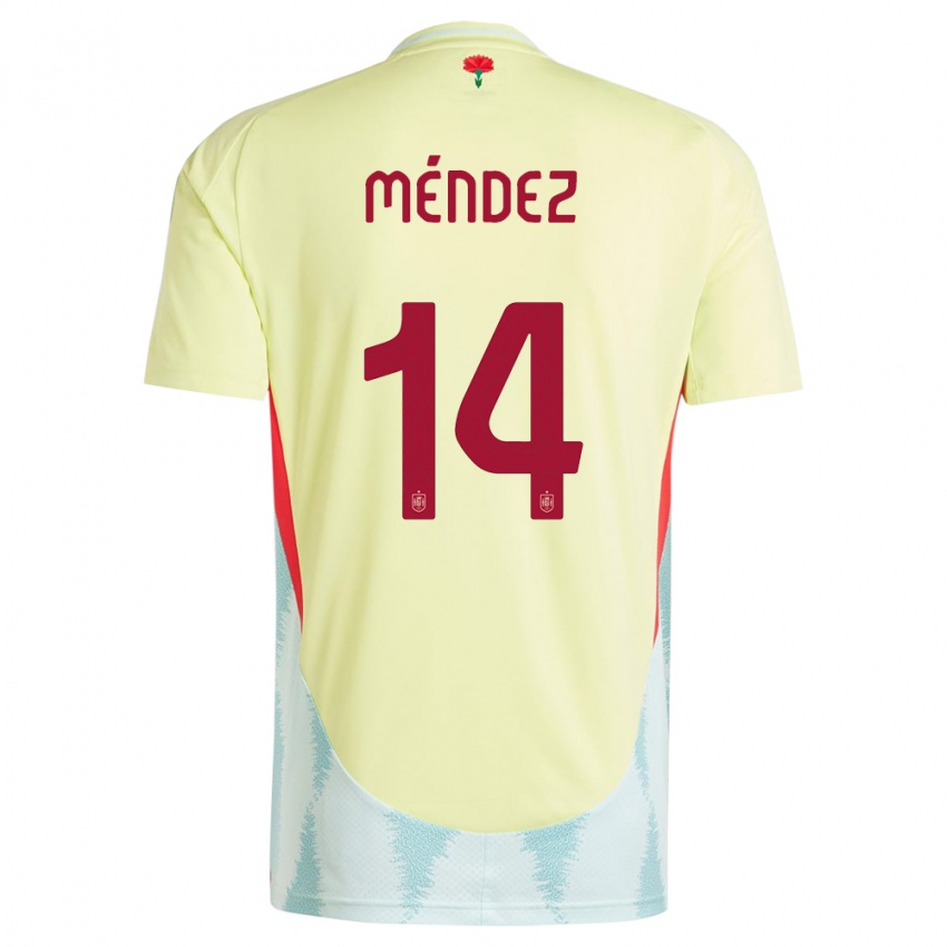Herren Spanien Maria Mendez #14 Gelb Auswärtstrikot Trikot 24-26 T-Shirt Schweiz