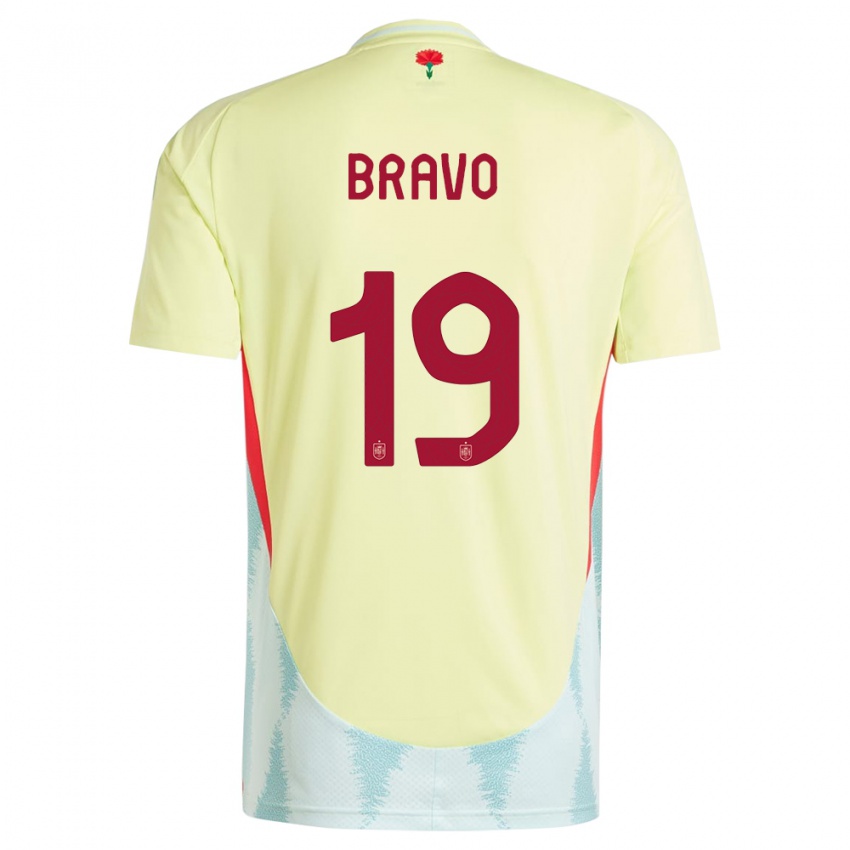 Homme Maillot Espagne Iker Bravo #19 Jaune Tenues Extérieur 24-26 T-Shirt Suisse