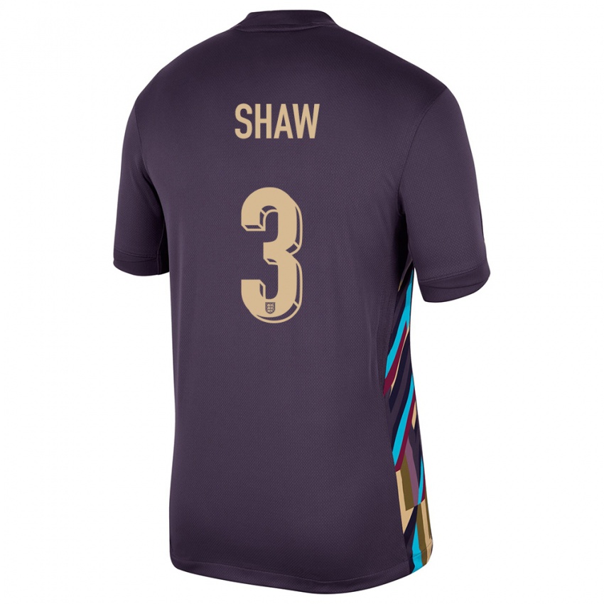Homme Maillot Angleterre Luke Shaw #3 Raisins Noirs Tenues Extérieur 24-26 T-Shirt Suisse