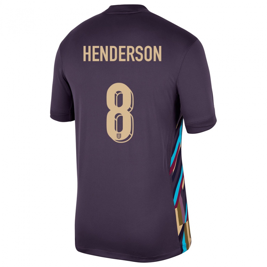 Homme Maillot Angleterre Jordan Henderson #8 Raisins Noirs Tenues Extérieur 24-26 T-Shirt Suisse