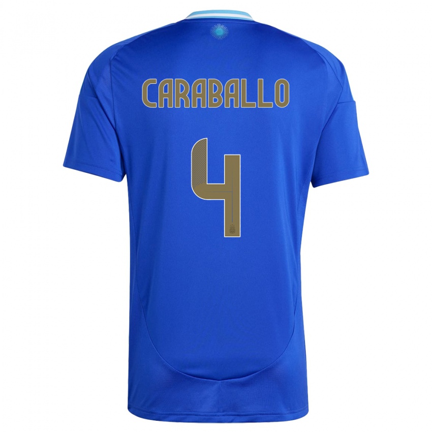 Herren Argentinien Brian Caraballo #4 Blau Auswärtstrikot Trikot 24-26 T-Shirt Schweiz