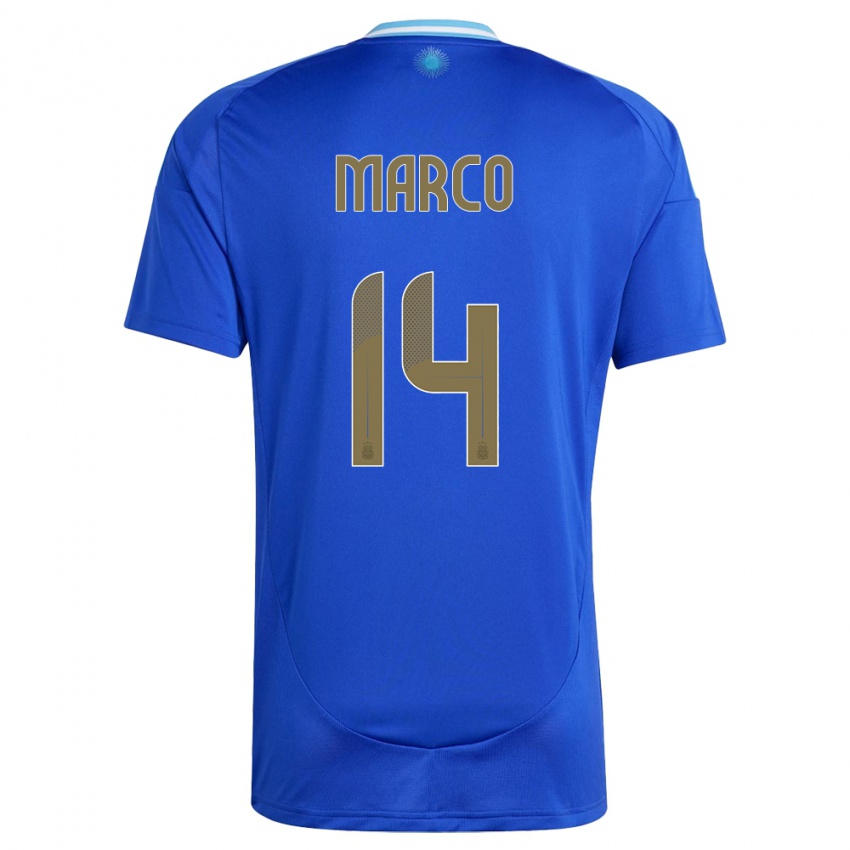 Herren Argentinien Francisco Marco #14 Blau Auswärtstrikot Trikot 24-26 T-Shirt Schweiz