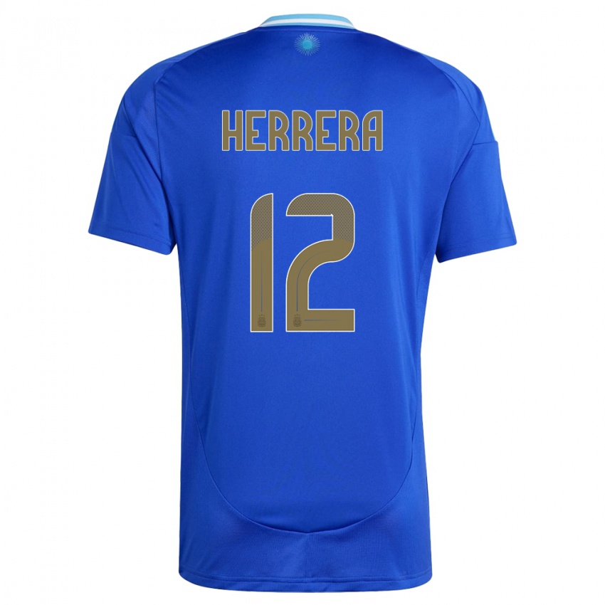 Herren Argentinien Franco Herrera #12 Blau Auswärtstrikot Trikot 24-26 T-Shirt Schweiz
