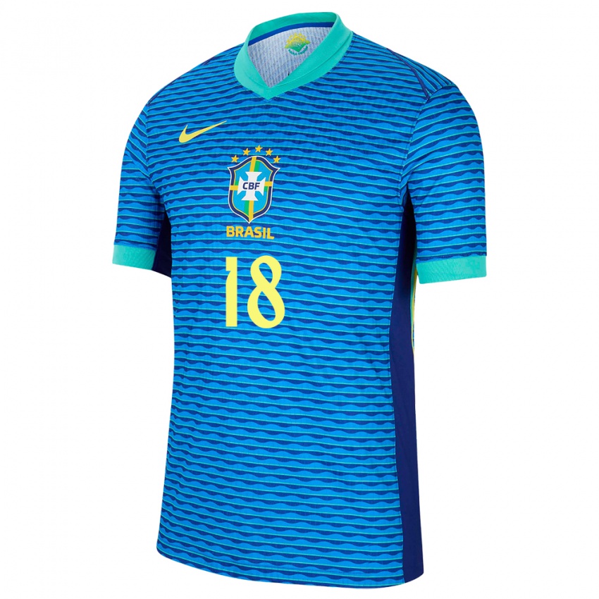 Homme Maillot Brésil Marlon Gomes #18 Bleu Tenues Extérieur 24-26 T-Shirt Suisse