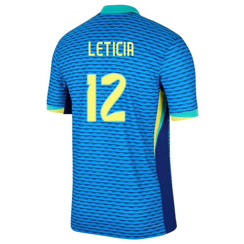 Homme Maillot Brésil Leticia #12 Bleu Tenues Extérieur 24-26 T-Shirt Suisse
