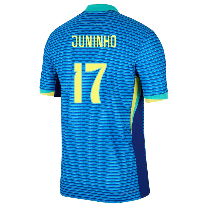 Herren Brasilien Juninho #17 Blau Auswärtstrikot Trikot 24-26 T-Shirt Schweiz