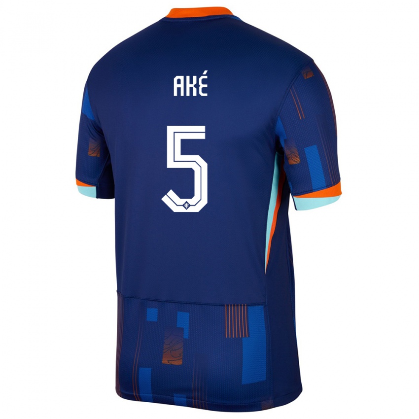 Herren Niederlande Nathan Ake #5 Blau Auswärtstrikot Trikot 24-26 T-Shirt Schweiz