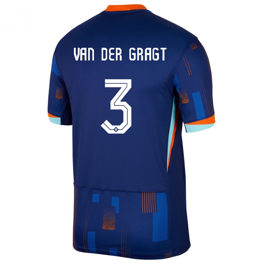 Herren Niederlande Stefanie Van Der Gragt #3 Blau Auswärtstrikot Trikot 24-26 T-Shirt Schweiz