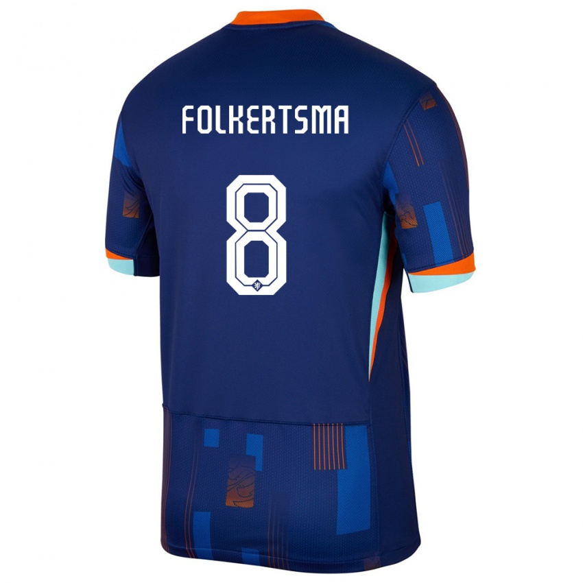 Herren Niederlande Sisca Folkertsma #8 Blau Auswärtstrikot Trikot 24-26 T-Shirt Schweiz