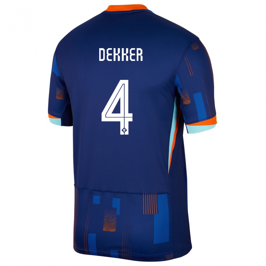 Herren Niederlande Maxim Dekker #4 Blau Auswärtstrikot Trikot 24-26 T-Shirt Schweiz